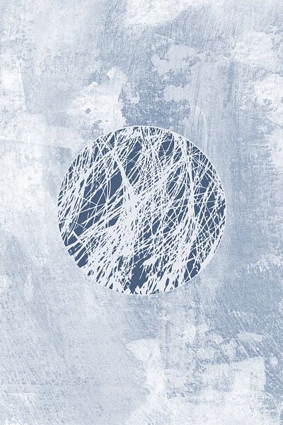 Ikigai. Art zen abstrait et minimaliste. Style Japandi en bleu par Dina Dankers