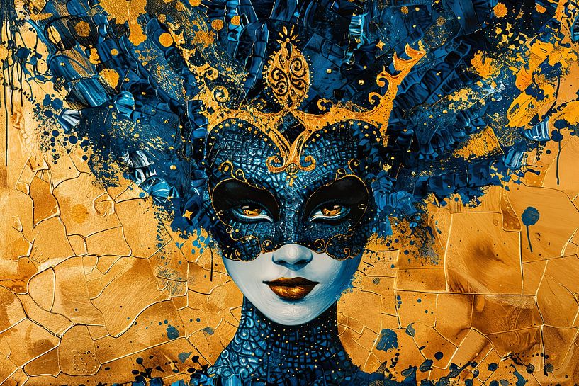 Frau Maske Gold | Azure Masquerade von Kunst Laune
