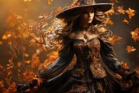 Schöne Frau im Hexenkostüm