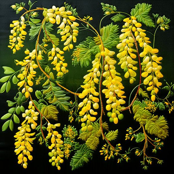 Stickerei Nadelbild üppiger Goldregen Gobelin von gm_designs