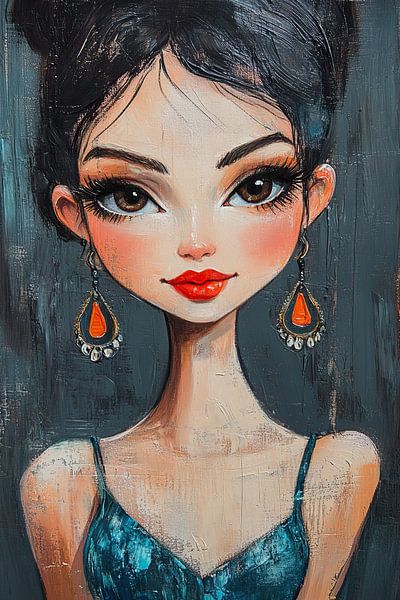 Girl with Earrings by Eye catching paintings