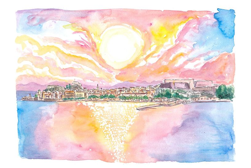 Arriving at Romantic Corfu Kerkyra Greece with City View by Markus Bleichner