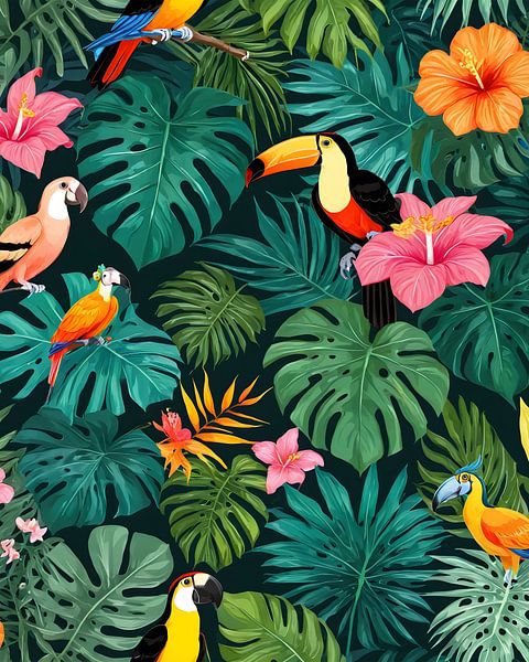 Tropical Paradise Jungle Pattern by Kintsugi99 