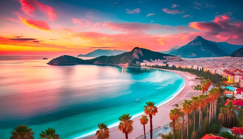 Sunset on the beach by Mustafa Kurnaz