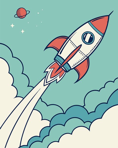 Raketenstart von der Erde zur Erforschung des Weltraums und der Planeten von Markus Gann