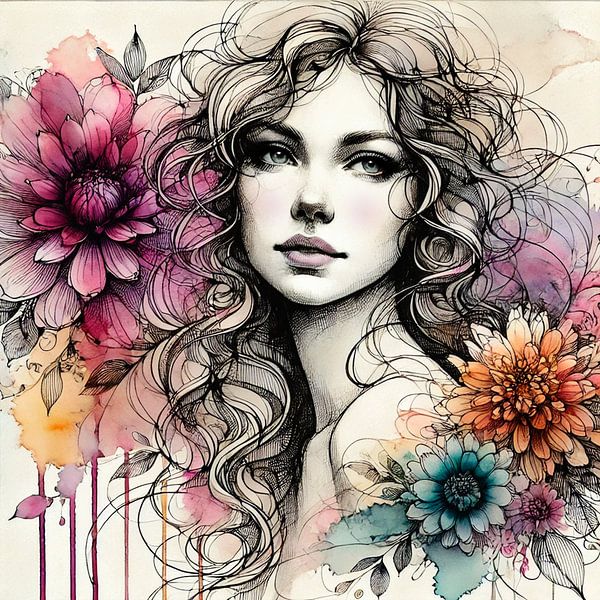 Fleur de femme - Poétique en ligne et en couleur par Marijke Trienekens
