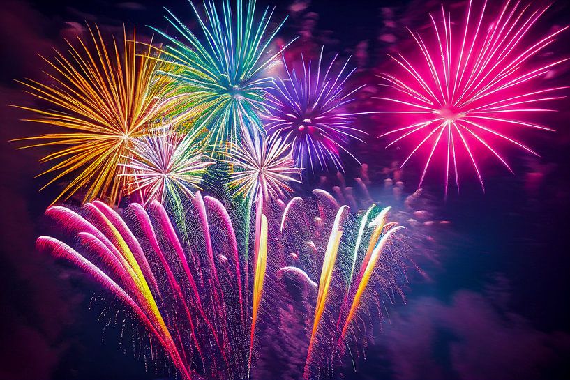 Feuerwerk im Nachthimmel Illustration von Animaflora PicsStock