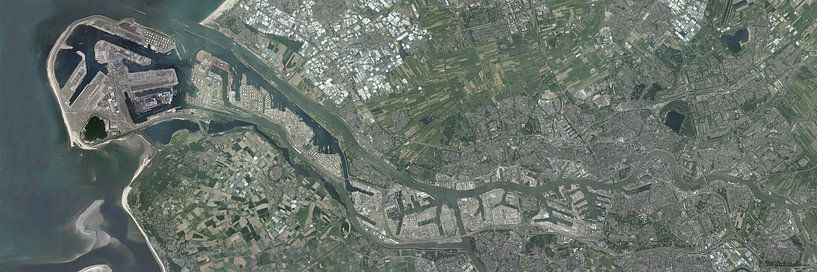 Panoramic aerial photo of Rotterdam Europoort by Maps Are Art