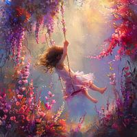 Nostalgie in Blumen: ein unbeschwerter Tanz auf der Schaukel