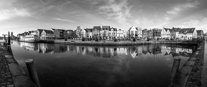 Husum - Panorama at the inland harbour in black and white by Frank Herrmann