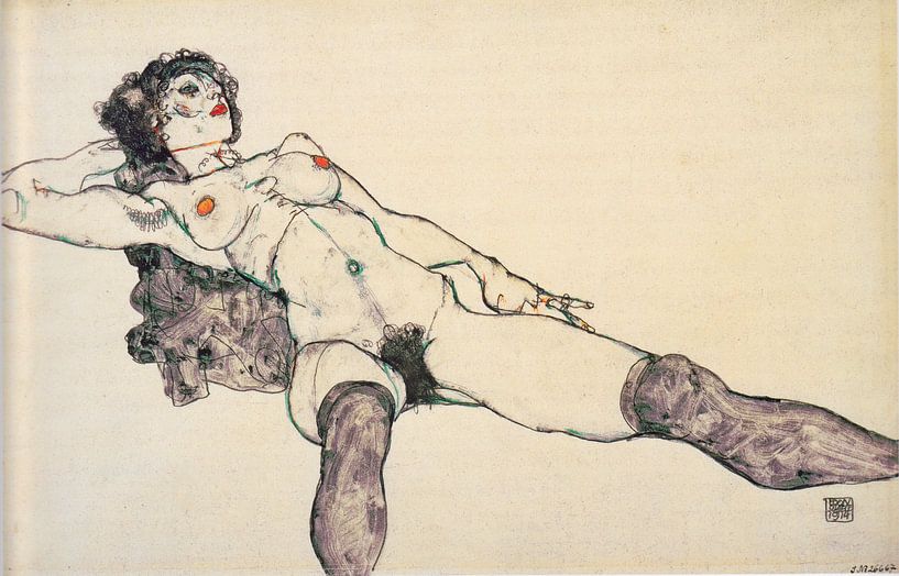 Egon Schiele. Frau mit Beinen verbreitet von 1000 Schilderijen