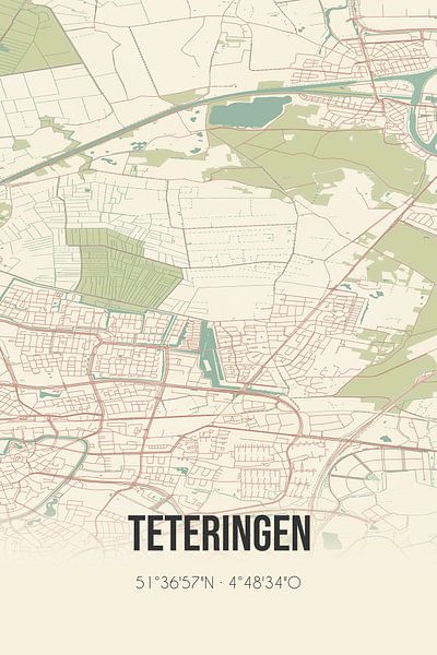 Alte Karte von Teteringen (Nordbrabant) von Ortsdrucke