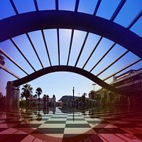 View at Portal de la Pau from Passeig de Colom, Barcelona. 