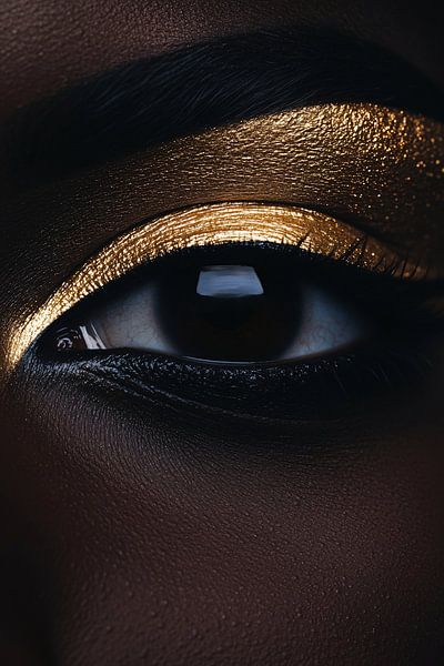 Gros plan sur un œil maquillé d'or par Art & Soul Creations