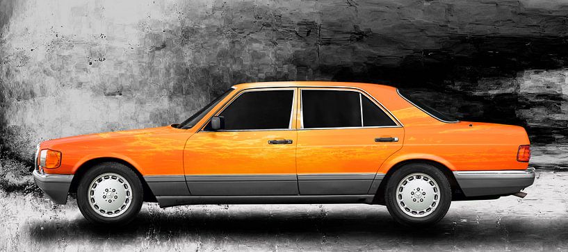 Mercedes-Benz S-Klasse W 126 Art Car in oranje van aRi F. Huber
