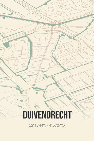 Alte Karte von Duivendrecht (Nordholland) von Ortsdrucke