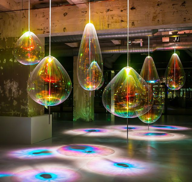 Light art with colour on industrial site by Moniek van Rijbroek