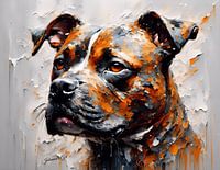 Staffy Bull Terrier Art Print 2 | Unique Dog Portrait by Johanna's Art
