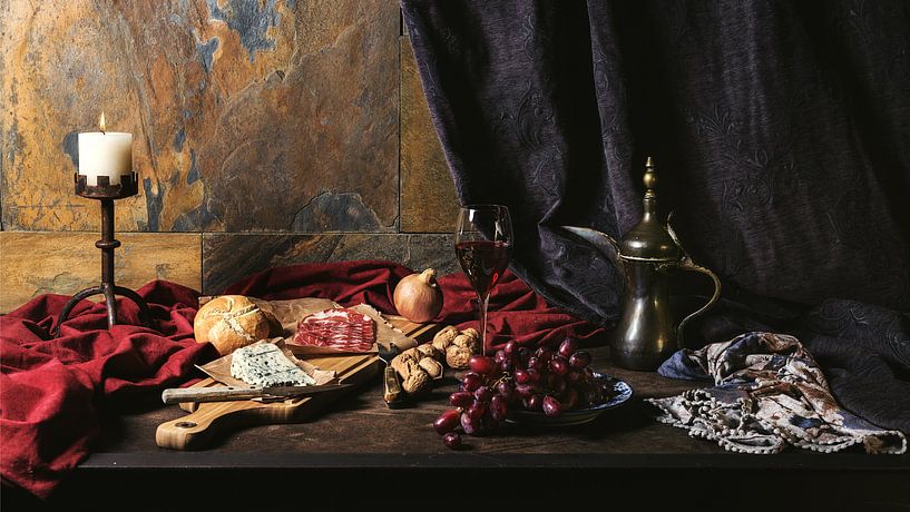Stillleben mit Wein und Tapas von Arend Wiersma
