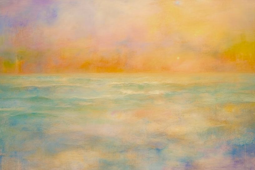 Paysage marin pastel – Peinture abstraite aux couleurs douces  Cette œuvre s'intitule « Rêves de bor par Joriali Art abstrait