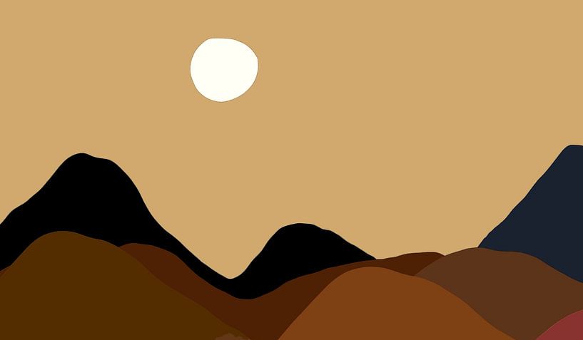 Retro Sonnenuntergang in Gold Beige Farben von Mad Dog Art