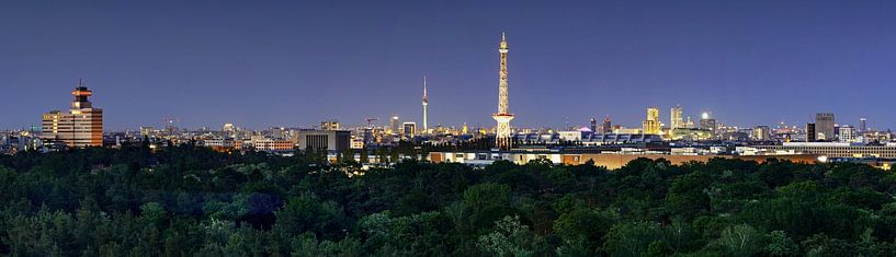 Berlin skyline panorama at blue hour by Frank Herrmann