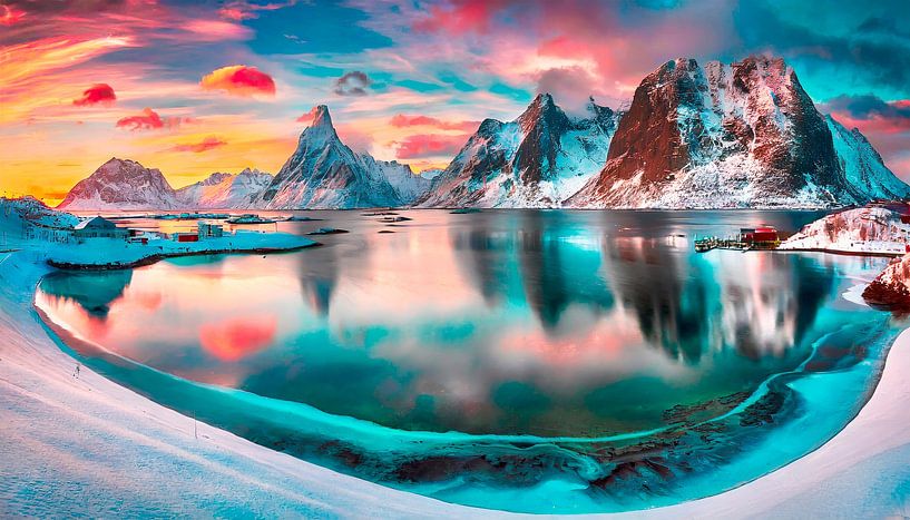 Norvège avec coucher de soleil par Mustafa Kurnaz