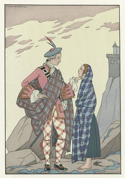 George Barbier - N'ayez pas peur, petite ! ; Écosse XVIIIe siècle (1923) by Peter Balan