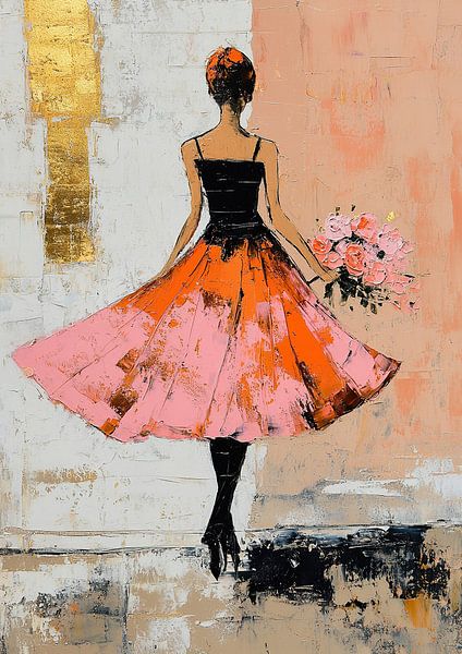 Orange Dress Gold Background by Zen and More