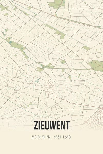 Vintage landkaart van Zieuwent (Gelderland) van Stad & Wand