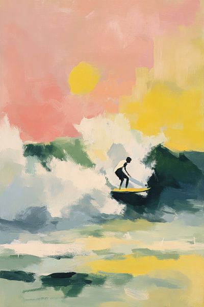 Surfeur sur la vague aux couleurs pastel par Niklas Maximilian