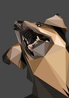 Brauner schwarzer Hund Abstrakt Low Poly