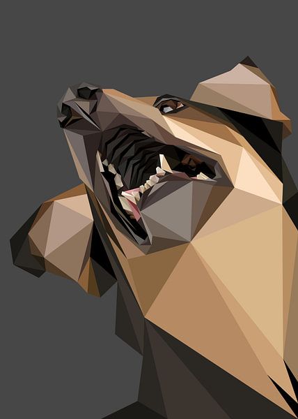 Brauner schwarzer Hund Abstrakt Low Poly von Yoga Art 15