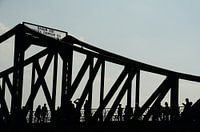 Oude brug silhouette