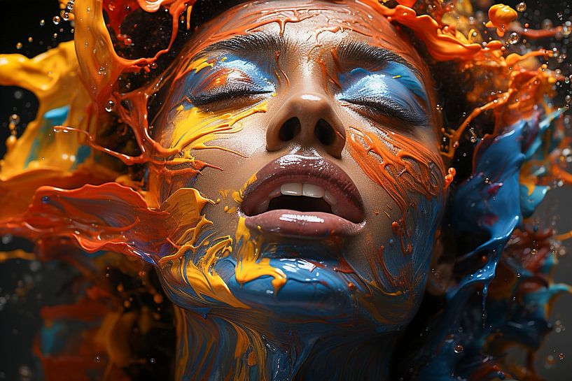 Face of a woman with colourful body paint by Animaflora PicsStock