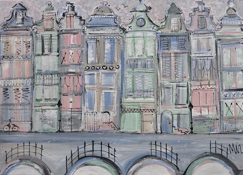 Canalside pastel by Kunstenares Mir M. Kolkman van der Klip