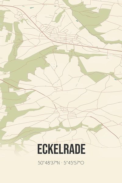 Vintage map of Eckelrade (Limburg) by Prints of Place