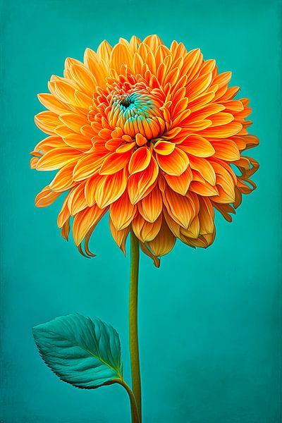 Orange summer Dahlia flower by Vlindertuin-Art
