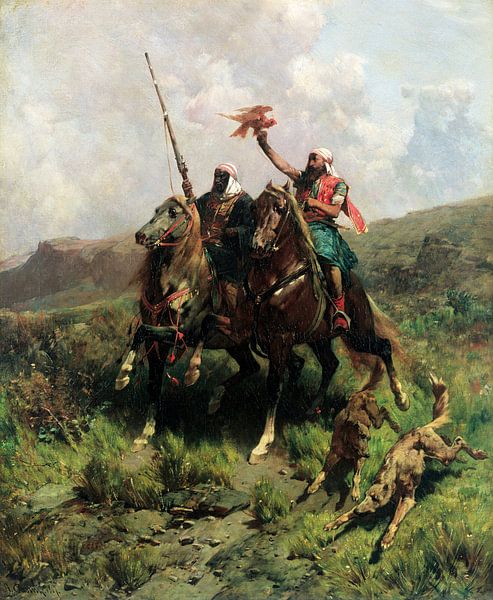 Alberto Pasini,Araber mit einem Falken von finemasterpiece