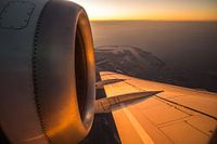Fokker 70 wingview of the Rotterdam harbour
