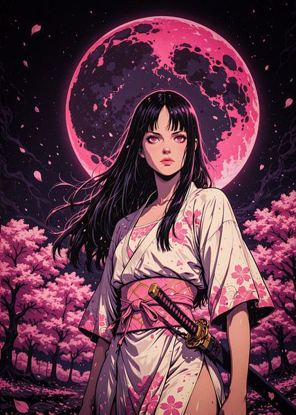 Anime Samurai Girl Cherry Blossom von Ruzerin