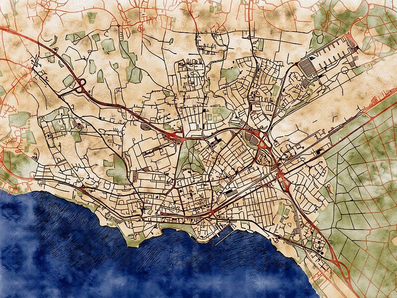 Carte de Friedrichshafen avec le style 'Serene Summer' par Maporia