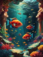 Jahrhundertalte Säulen inmitten einer lebhaften Meereslandschaft