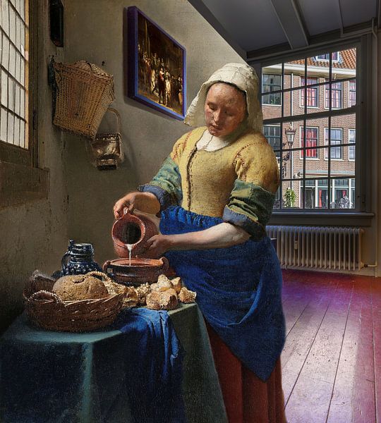 Das Milchmädchen in einem Zimmer auf dem alten Kirchplatz von Digital Art Studio