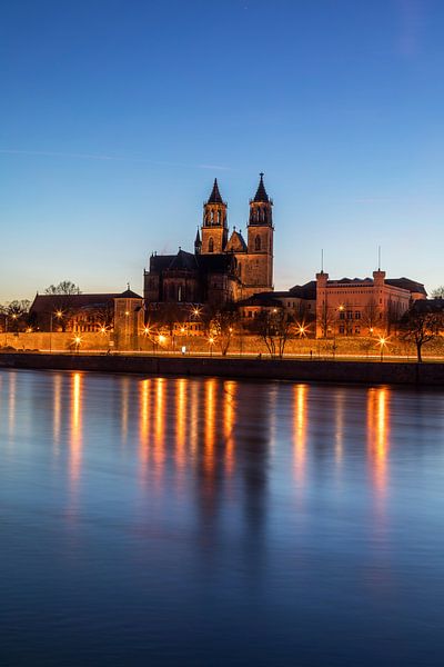 Magdeburg Cathedral at the blue hour by Frank Herrmann
