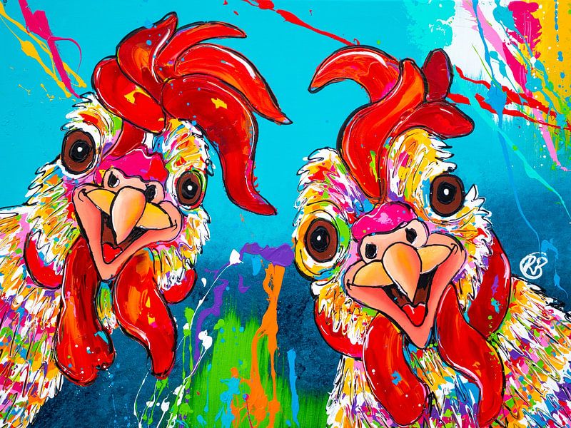 Bunte Hühner von Happy Paintings / Renata Rolefes