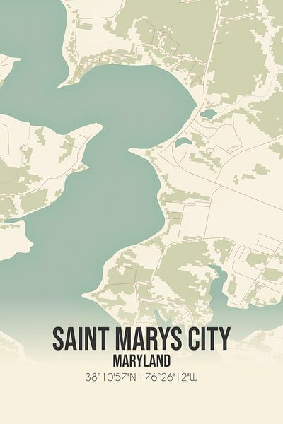 Alte Karte von Saint Marys City (Maryland), USA. von Ortsdrucke