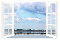 Blick auf den Grevelinger See aus einem Fenster