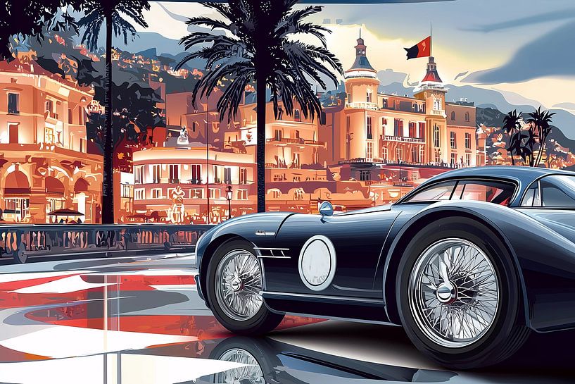 Une voiture moderne dans une rue de la ville avec les arbres d'un boulevard. par Ariadna de Raadt-Goldberg