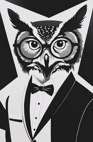 Owl in stylish dinner jacket by Art & Soul Creations